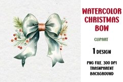 Watercolor Christmas Bow Clipart, Sublimation Design Product Image 1