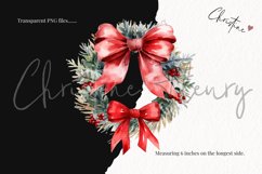 Watercolor Christmas Bow Wreaths Clipart Product Image 3