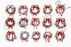 Watercolor Christmas Bow Wreaths Clipart Product Image 6