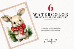 Watercolor Christmas Bunnies Clipart Product Image 2