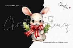 Watercolor Christmas Bunnies Clipart Product Image 3