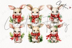 Watercolor Christmas Bunnies Clipart Product Image 4