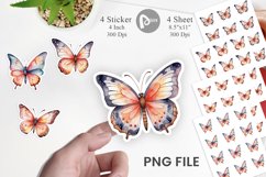Sticker Watercolor Christmas Butterfly Product Image 1