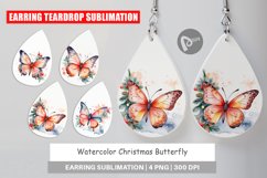 Earring Teardrop Watercolor Christmas Butterfly Product Image 1