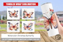 Tumbler Wrap Watercolor Christmas Butterfly Product Image 1