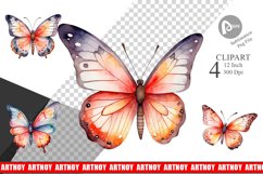 Clipart Watercolor Christmas Butterfly Product Image 1