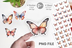 Sticker Watercolor Christmas Butterfly Product Image 1