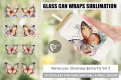 Glass Can Wraps Watercolor Christmas Butterfly Product Image 1