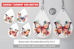 Earring Teardrop Watercolor Christmas Butterfly Product Image 1
