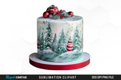 Watercolor Christmas Cake Clipart Product Image 1