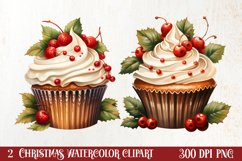 Watercolor Christmas Cakes Clipart, Christmas Clipart Product Image 1