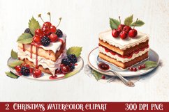 Watercolor Christmas Cakes Clipart, Christmas Clipart Product Image 1