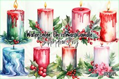 Watercolor Christmas Candle Clipart Product Image 1