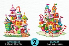 Watercolor Christmas Candyland Clipart Product Image 1