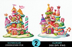 Watercolor Christmas Candyland Clipart Product Image 1