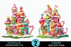 Watercolor Christmas Candyland Clipart Product Image 1