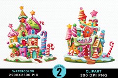 Watercolor Christmas Candyland Clipart Product Image 1