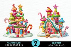 Watercolor Christmas Candyland Clipart Product Image 1