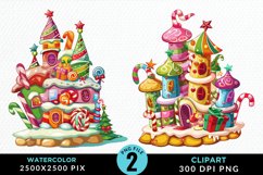 Watercolor Christmas Candyland Clipart Product Image 1