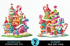 Watercolor Christmas Candyland Clipart Product Image 1