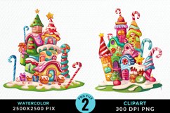 Watercolor Christmas Candyland Clipart Product Image 1