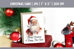 Merry Christmas Card Printable | Watercolor Santa PNG Product Image 1