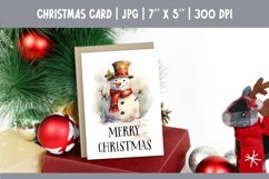 Merry Christmas Card Printable | Watercolor Snowman PNG Product Image 1