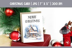 Merry Christmas Card Printable | Christmas Watercolor House Product Image 1