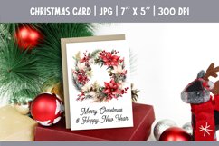 Merry Christmas Card Printable | Christmas Watercolor Wreath Product Image 1