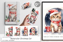 Digital Paper Watercolor Christmas Cat Product Image 1