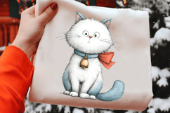 Watercolor Christmas Cat Clipart Product Image 2