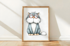 Watercolor Christmas Cat Clipart Product Image 3