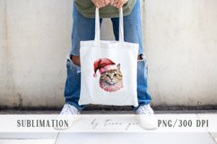 Cute watercolor Christmas Santa cat clipart- 1 png file Product Image 2