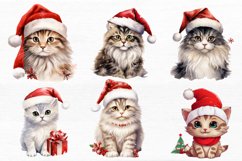 Christmas Cat Watercolor Sublimation Clipart Product Image 5