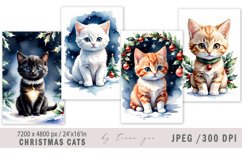 Christmas winter cat illustrations for posters- 4 Jpeg Product Image 1