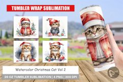 Tumbler Wrap Watercolor Christmas Cat Product Image 1