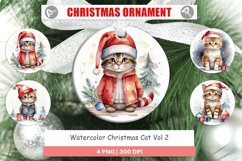 Christmas Ornaments Watercolor Christmas Cat Product Image 1