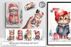 Digital Paper Watercolor Christmas Cat Product Image 1