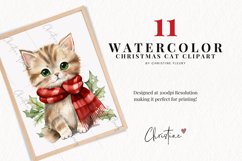 Watercolor Christmas Cats Clipart Product Image 2