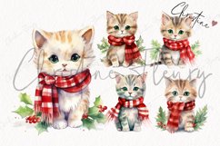 Watercolor Christmas Cats Clipart Product Image 4