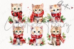 Watercolor Christmas Cats Clipart Product Image 5