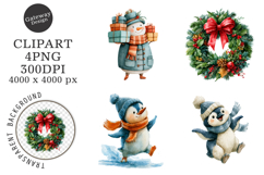 Watercolor Christmas Characters Clipart Product Image 1