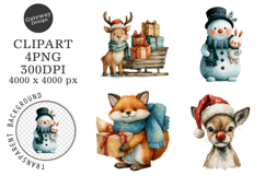 Watercolor Christmas Characters Clipart Product Image 1