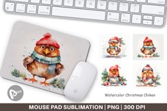 Mouse Pad Watercolor Christmas Chiken Product Image 1