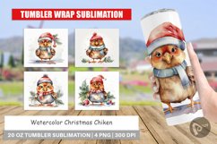 Tumbler Wrap Watercolor Christmas Chiken Product Image 1