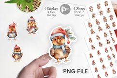Sticker Watercolor Christmas Chicken Product Image 1