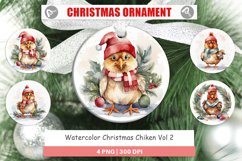 Christmas Ornaments Watercolor Christmas Chiken Product Image 1