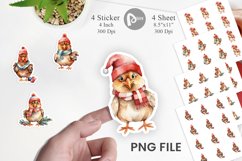 Sticker Watercolor Christmas Chicken Product Image 1