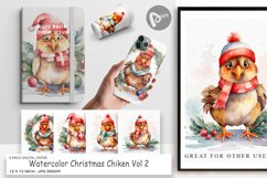 Digital Paper Watercolor Christmas Chiken Product Image 1