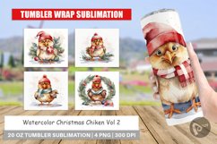 Tumbler Wrap Watercolor Christmas Chiken Product Image 1